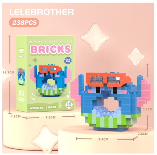 Lboyu Cute Cartoon Donut Building Block Ornaments Compatible with Lego Children's Toys M38