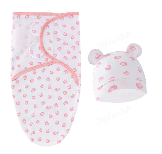 Newborn Baby Muslin Swaddle Blanket Hat Set Swaddle Bedding Wrap Blanket Baby Swaddling S20