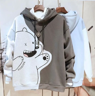 Polar bear printed cartoon hoodie