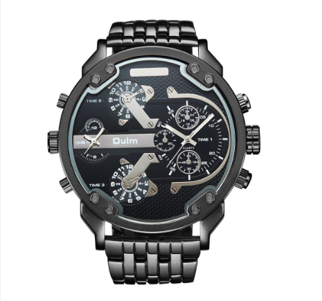 Oulm Personality Men's Watch Large Dial Quartz Watch BLACK