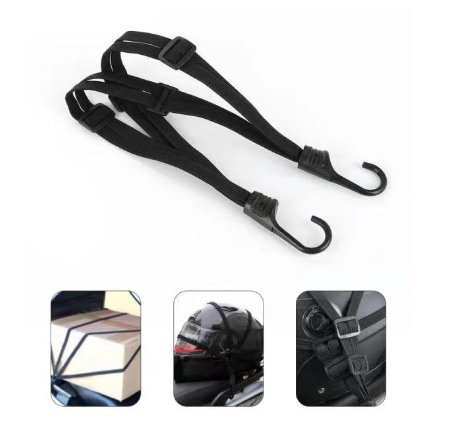 Motorcycle Strength Retractable Helmet Luggage Elastic Rope Strap with 2 Hooks 60CM