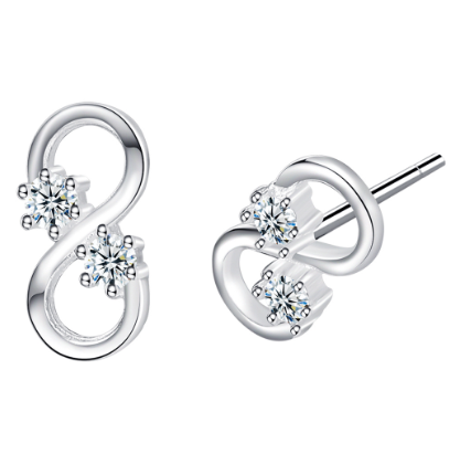 Infinity 92.5 Italy Silver Korean Fashion Japan Jewelry Accessory Ladies' Stud E136