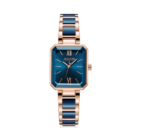 Julius Korean niche square white ceramic watch women's fashion waterproof quartz watch JA-1273 4