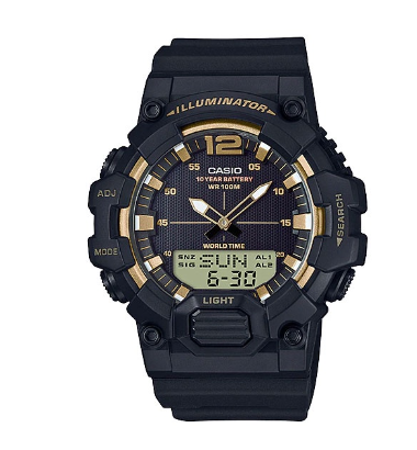 Casio Black Resin Strap 100 Meter Telememo World Time Watch