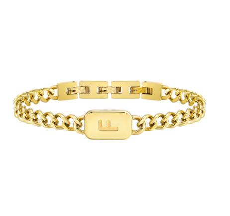 Meaeguet A-Z Initial Bracelet for Men Stainless Steel Cuban Link Chain Gold Bracelet Men Jewelry Gift for Boyfriend F