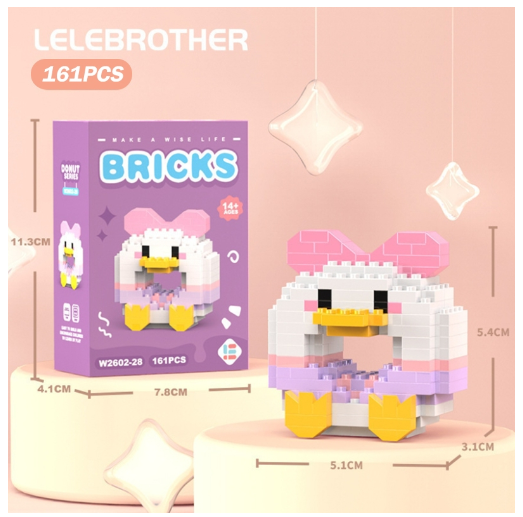 Lboyu Cute Cartoon Donut Building Block Ornaments Compatible with Lego Children's Toys M45