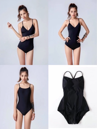 Sexy Stripe Backless Swimsuit One Piece Beachwear With Padded Swimwear