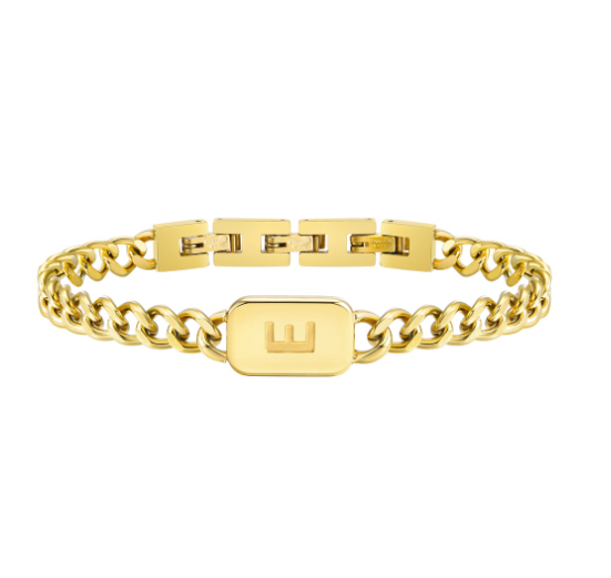Vnox Letter Cuban Chain Bracelet for Women Men18K Gold Initial Name Stainless Steel 7MM Bracelet Chain Couple Gift Jewelry E