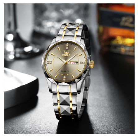 OPK Watch For Men Waterproof With Box Original Stainless Steel Luxury Business Luminous Quartz Watch GRAY DIAL TWO TONE STRAP