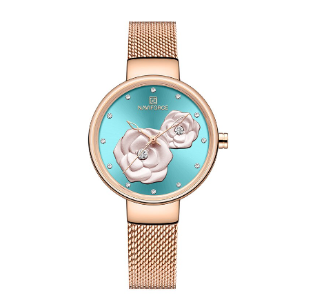 Naviforce Women's Top Luxury Brand Beautiful Design Quartz Ladies Simple Waterproof Watch SKYBLUE