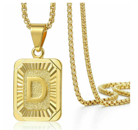 26 Letter Necklace Initial Pendant Men Women Fashion New Gold Plated Silver Plated Box Chain 22 Inch Factory Wholesale D