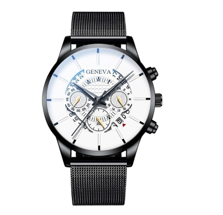 European and American fashion watch luxury calendar stainless steel mesh quartz watch sports watch men's business casual watch 06
