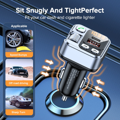 QOOVI 30W USB C Car Charger Fast Charging Bluetooth FM Wireless Audio Transmitter Receiver MP3 Player Handsfree Car Charger