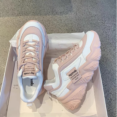 korean style women's sneakers low top lace up platform shoes