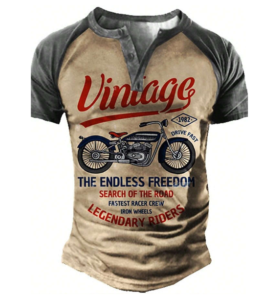 Manfinity LEGND Men's Color Block Letter & Motorcycle Print Raglan Sleeve T-Shirt