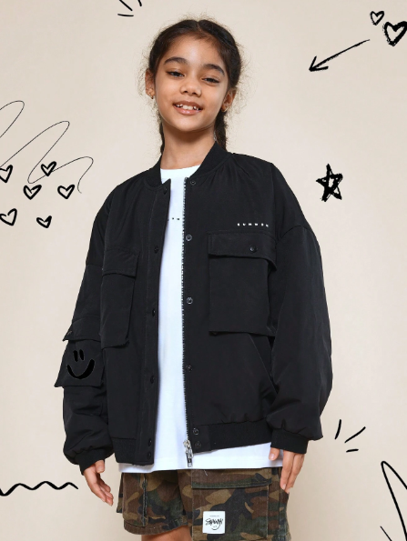 SUMWON Tween Girls Oversized Bomber Jacket