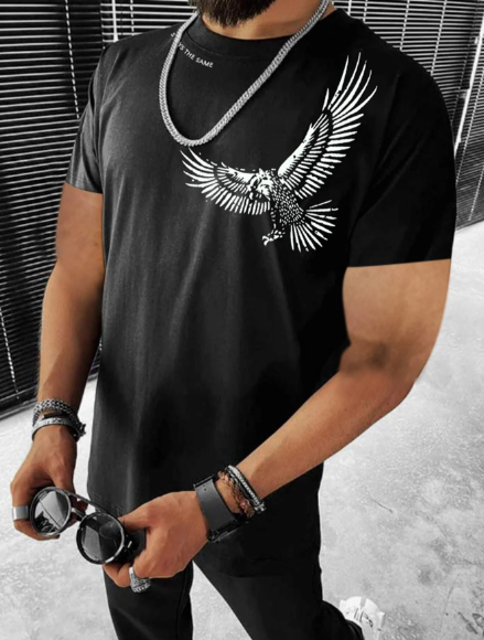 Manfinity LEGND Men T-Shirts Fit Crew Neck Short Sleeve Graphic Tee American Eagle Street Summer Polyester