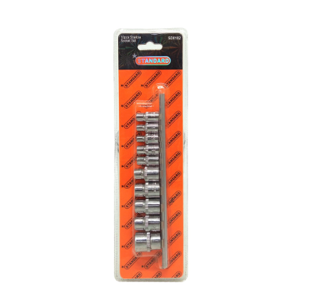 Standard 10Pcs Shallow Socket Set Chrome Vanadium Steel Package Hardware Tools (SD0182)