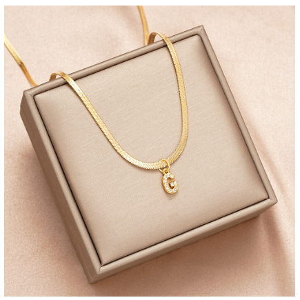 Luxury 18K Gold A-Z Initial Letter Necklace for Women Stainless Steel Snake Zircon Pendant Choker Accessories Jewelry G