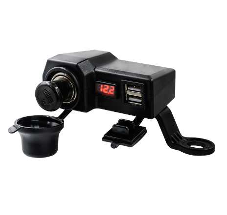 Universal 12V Motorcycle 2.1A Dual USB Phone Charger Motorbike LED Voltmeter with Switch