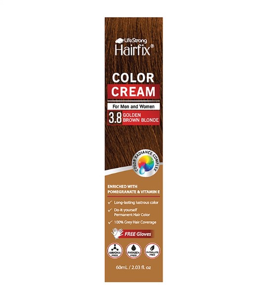 Hairfix Color Radiance Hair Coloring Cream 60ML Golden Brown Blonde 3.8 60ML