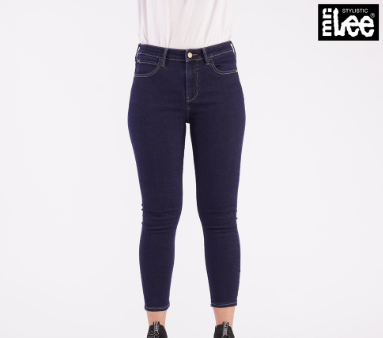 Stylistic Mr. Lee Ladies Basic Denim Stretchable Ankle Cut Mid Waist Pants 129534-U Dark Shade