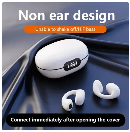 TWS Ear Hook Earbuds Ear Clip Bone Conduction Bluetooth 5.3 Display Power Earphone Stereo Game Headset Sports Wireless Earphone