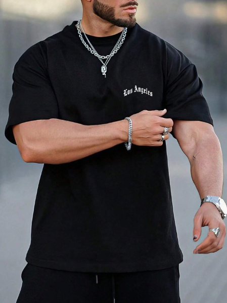 Plus Size Men's Printed Round Neck Short Sleeve T-Shirt