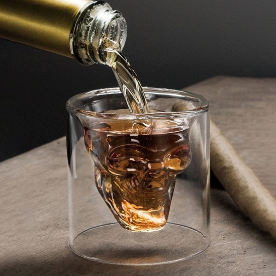 Creative Skull Wineglass Whiskey Shot Double Glass Fun Creative Party Wine Beer Drinking Cup Double Transparent Tea Cup
