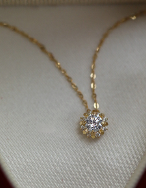 Silver Gold-Plated Necklace Female Little Sun Pendant Clavicle Chain