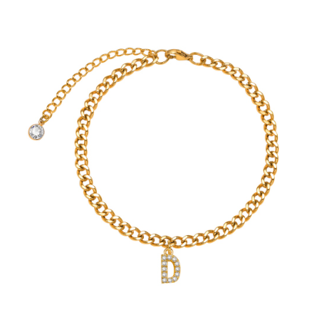 Vnox Initial Ankle Bracelets for Women, 14K Gold Plated Cuban Chain Initial Anklets for Women Anklet Foot Jewelry 13
