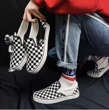 VANS Classic canvas grid slip on shoes lazy shoes loafer Casual shoes For Unisex#085