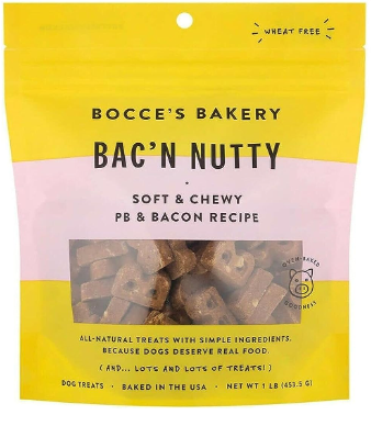 Bocce's Bakery Bac'N Nutty Soft and Chewy Pb & Bacon Recipe Dog Treats 453.5g