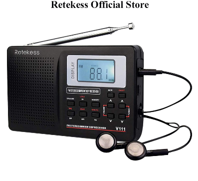 Retekess V111 Portable Radio With Earphones Jack Sleep Timer Alarm Clock