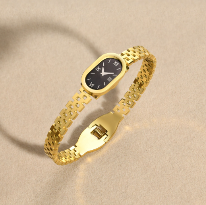 Gold Plated Watch Style Bracelet Fashion Elegant Women's Bangle Charm