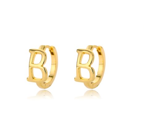 Kaijiang Anting-anting Initial Letter Hoop Earrings For Women A-Z Letter Piercing Stainless Steel Earring Korean Fashion Jewelry B