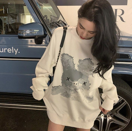 New Korean Style Large Cotton Sweatshirt Sweater Loose Long Sleeve Women Clothes Outerwear