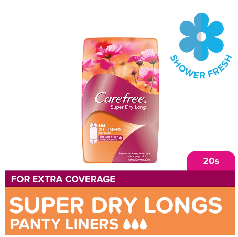 Carefree Super Dry Long Panty Liners 20s - Feminine Care, Odor Control, Absorb Discharge
