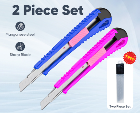 [BUY 2 FREE 1]Mitsushi Utility Cutter Knives Set with Retractable Blade Selft-Locking Design