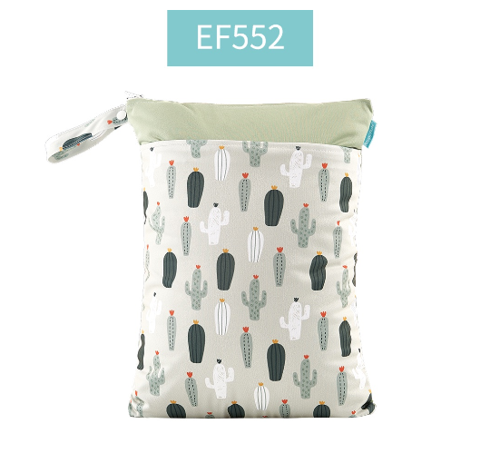 Happy Flute 1PC Reusable Waterproof Fashion Prints Wet And Dry Diaper Bag Double Pocket Cloth Handle Wetbags 30x40CM S15