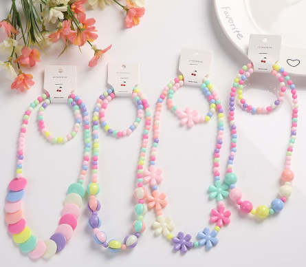 Korean Version Candy-Colored Necklace With Children's Jewelry Beads Necklace Bracelet