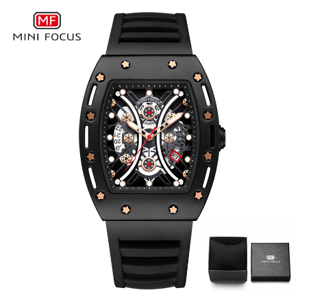 Mini Focus Barrel Watch Men Fashion Military Sports Analog Quartz Calendar Luxury Business Watch ALL BLACK