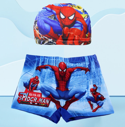 Boy Swimming Suit Set Children Swimwear Split Dinosaurs Spiderman Swimsuit for 2-10 Years Old