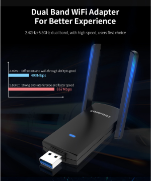 Comfast Gigabit USB Wifi Adapter 1300Mbps 2.4G 5GHz Antenna Wifi USB Dongle 802.11AC MU-MIMO Ethernet Wi-fi Receiver for