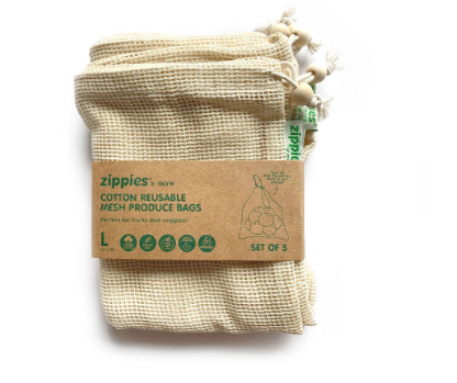 Zippies Lab Large Cotton Mesh Produce Bags 5 Pcs