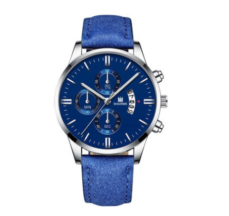 SHAARMS Men Business Leather Strap Quartz Wrist Watch with Date Calendar M008
