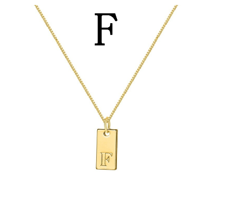 Fashion Gold 26 English Letter Square Pendant Necklace Unisex Jewelry Gift F