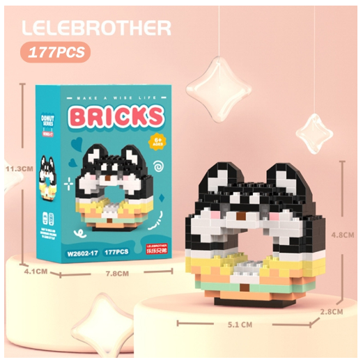 Lboyu Cute Cartoon Donut Building Block Ornaments Compatible with Lego Children's Toys M17