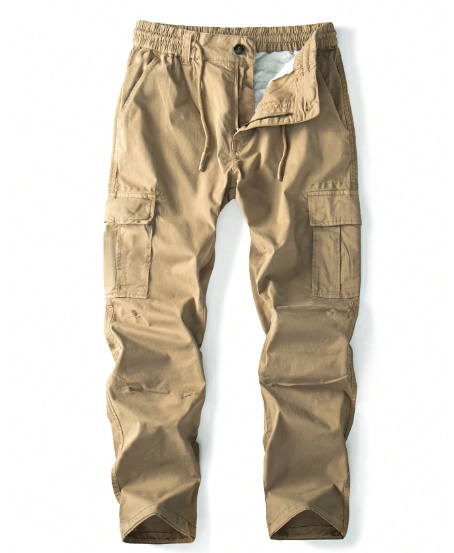 Men's Solid Color Flap Pocket Cargo Pants