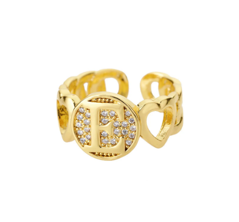 Initial Letter Open Rings For Women Aesthetic Love Heart Wedding Rings Stainless Steel Jewelry Gifts E